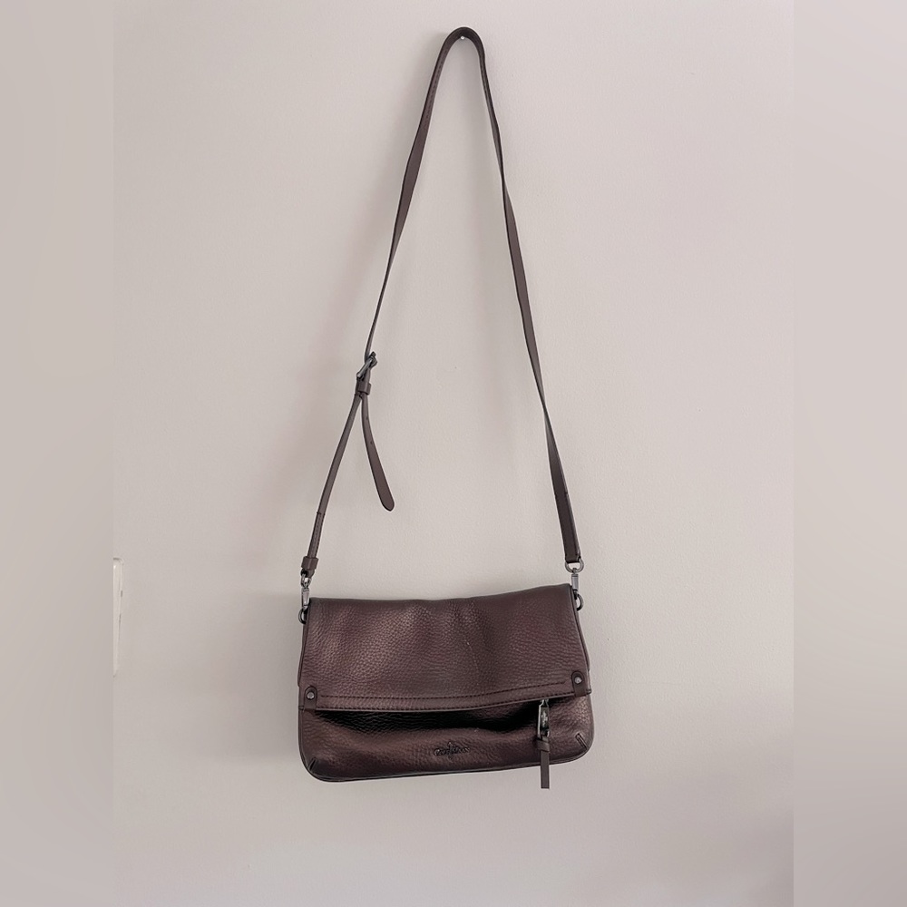 Cole Hahn brown flat shoulder purse
